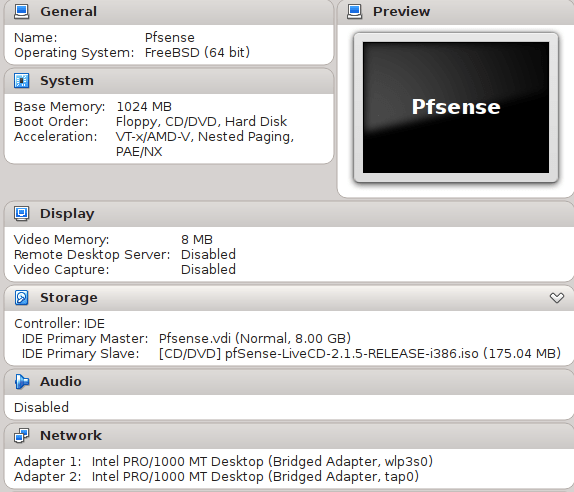 pfsense in virtualbox vm for mac